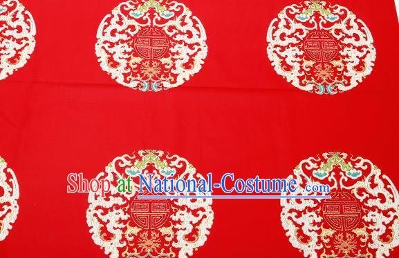 Top Grade Classical Dragons Pattern Red Brocade Chinese Traditional Garment Fabric Cushion Satin Material Drapery