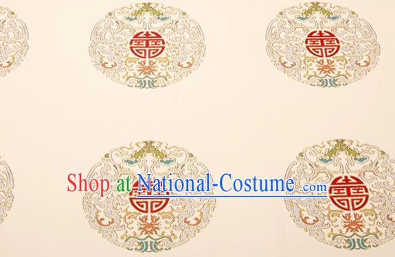 Top Grade Classical Dragons Pattern White Brocade Chinese Traditional Garment Fabric Cushion Satin Material Drapery