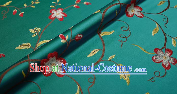 Top Grade Classical Cirrus Flowers Pattern Green Brocade Chinese Traditional Garment Fabric Cushion Satin Material Drapery