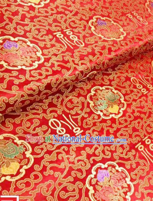 Top Grade Classical Pattern Red Brocade Chinese Traditional Garment Fabric Qipao Satin Material Drapery