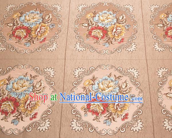 Top Grade Classical Flowers Pattern Bronze Brocade Chinese Traditional Garment Fabric Cushion Satin Material Drapery