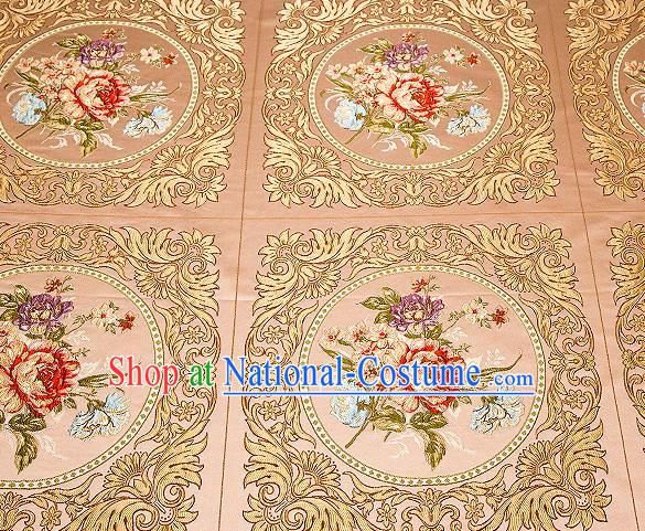 Top Grade Classical Peony Flowers Pattern Bronze Brocade Chinese Traditional Garment Fabric Cushion Satin Material Drapery