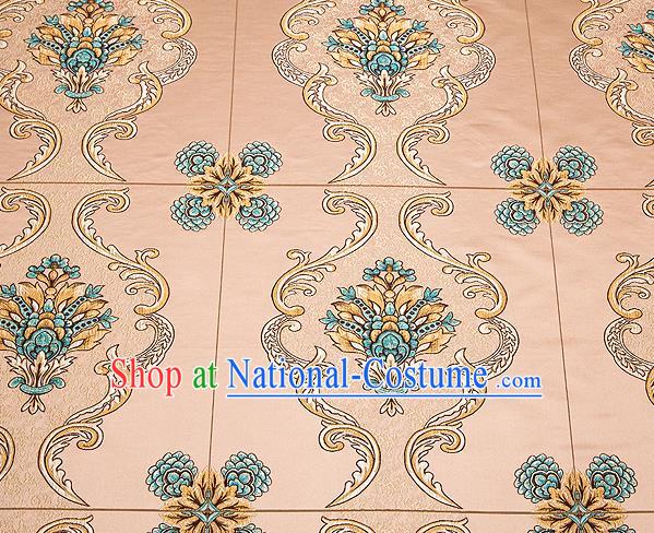 Top Grade Classical Flowers Pattern Bronze Brocade Chinese Traditional Garment Fabric Cushion Satin Material Drapery