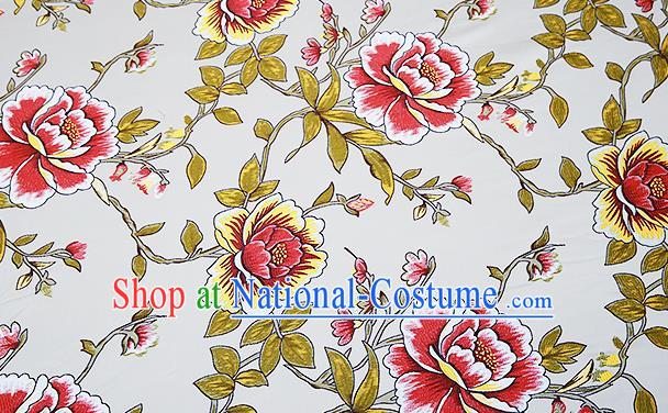 Top Grade Classical Peony Pattern Blue Brocade Chinese Traditional Garment Fabric Cushion Satin Material Drapery