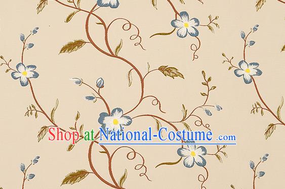 Top Grade Classical Blue Cirrus Flowers Pattern Brocade Chinese Traditional Garment Fabric Cushion Satin Material Drapery