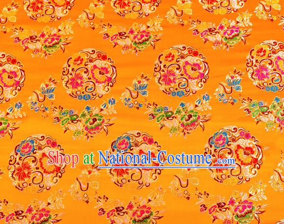 Top Grade Classical Pattern Yellow Nanjing Brocade Chinese Traditional Garment Fabric Tang Suit Satin Material Drapery