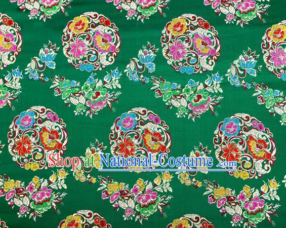 Top Grade Classical Pattern Green Nanjing Brocade Chinese Traditional Garment Fabric Tang Suit Satin Material Drapery