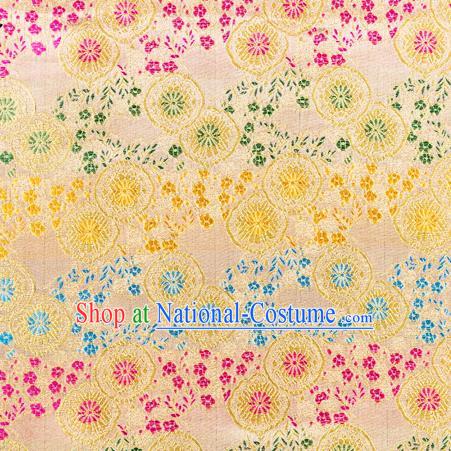 Top Grade Classical Copper Flower Pattern Yellow Nanjing Brocade Chinese Traditional Garment Fabric Tang Suit Satin Material Drapery