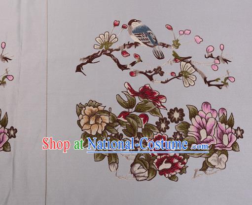 Top Grade Classical Peony Pattern Blue Silk Brocade Chinese Traditional Garment Fabric Cushion Satin Material Drapery