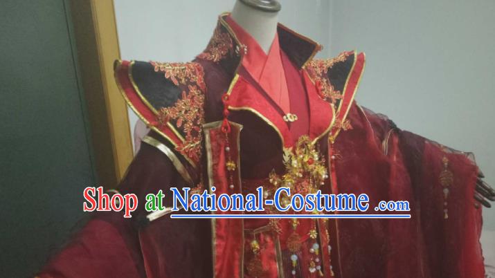 Ancient Chinese Cosplay Costume Chinese Shoes Traditional China Swordsman Clothing and Jewelry Accessories