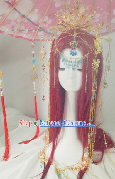 Chinese Ancient Handmade Hair Accessories Traditional Hanfu Phoenix Coronet Hairpins Headwear for Women