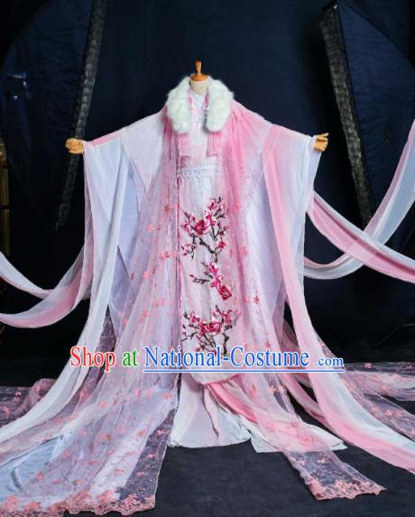 Chinese Ancient Cosplay Swordswoman Costumes Traditional Peri Princess Embroidered Hanfu Dress for Women