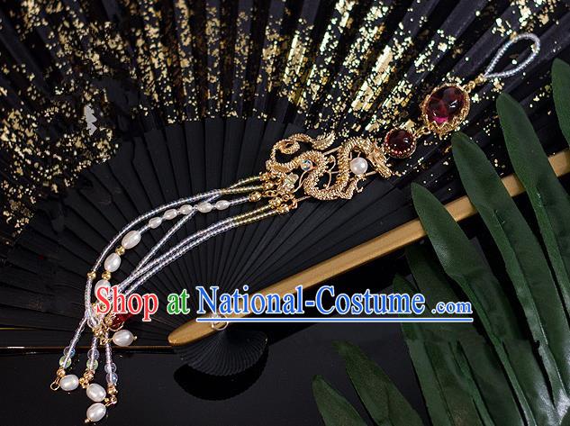 Chinese Traditional Handmade Palace Accessories Golden Dragons Tassel Pendant