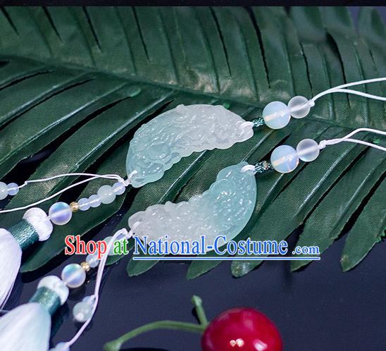 Top Grade Handmade Jewelry Accessories Ancient Hanfu Hairpins Jade Pendant Headwear for Women