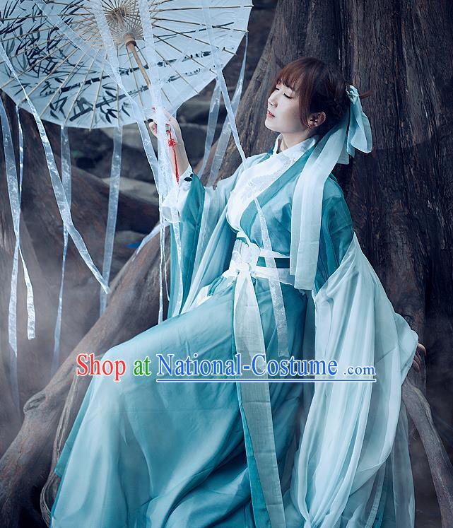 Traditional Chinese Ancient Swordswoman Costumes Jin Dynasty Nobility Lady Hanfu Dress for Women