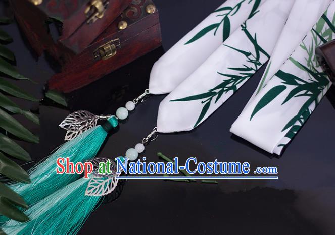 Top Grade Chinese Handmade White Silk Headband Ancient Hanfu Hair Accessories for Women