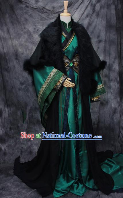 Chinese Ancient Cosplay Swordsman Green Costumes Traditional Nobility Childe Hanfu Clothing for Men