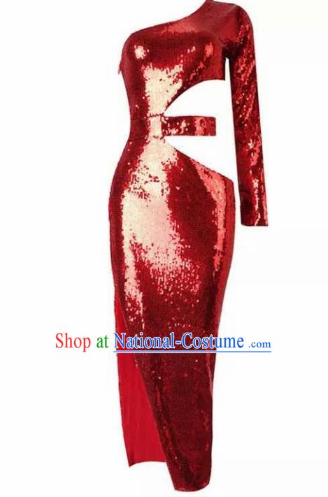 Top Grade Halloween Costumes Stage Performance Red Full Dress for Women