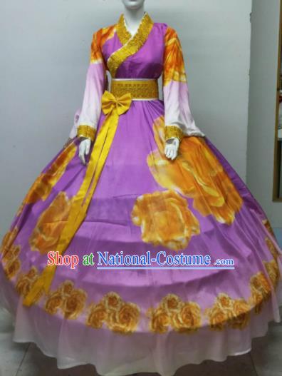 Top Grade Halloween Costumes Chinese Stage Performance Cosplay Purple Full Dress for Women