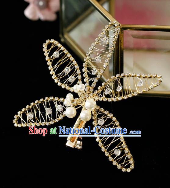 Top Grade Handmade Bride Golden Crystal Hair Stick Hair Accessories for Women