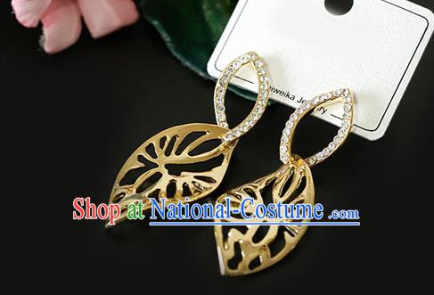 Top Grade Handmade Golden Leaf Earrings Bride Jewelry Accessories for Women