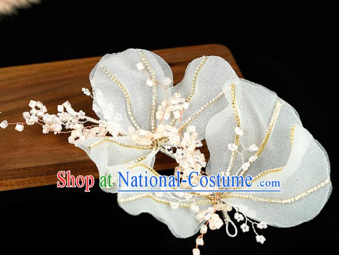 Top Grade Handmade Bride White Veil Flowers Hair Stick Baroque Hair Accessories for Women