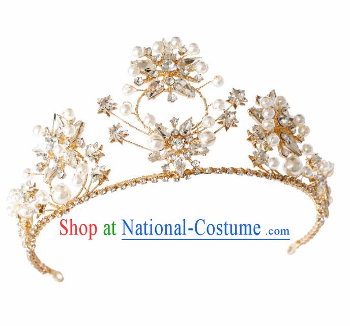 Top Grade Handmade Bride Royal Crown Baroque Princess Hair Accessories for Women