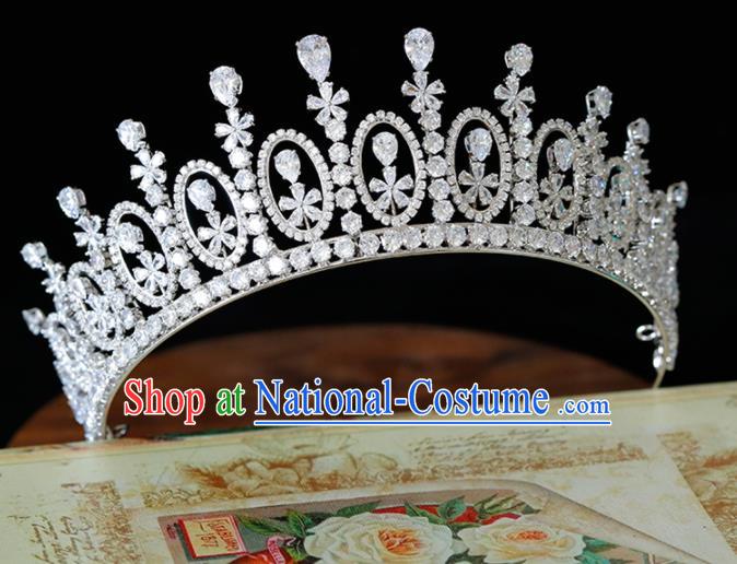 Top Grade Handmade Bride Zircon Royal Crown Baroque Princess Hair Accessories for Women