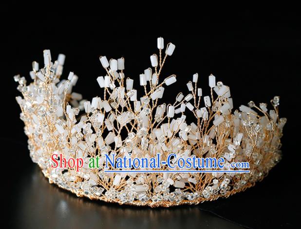 Top Grade Handmade Bride Beads Royal Crown Baroque Princess Hair Accessories for Women