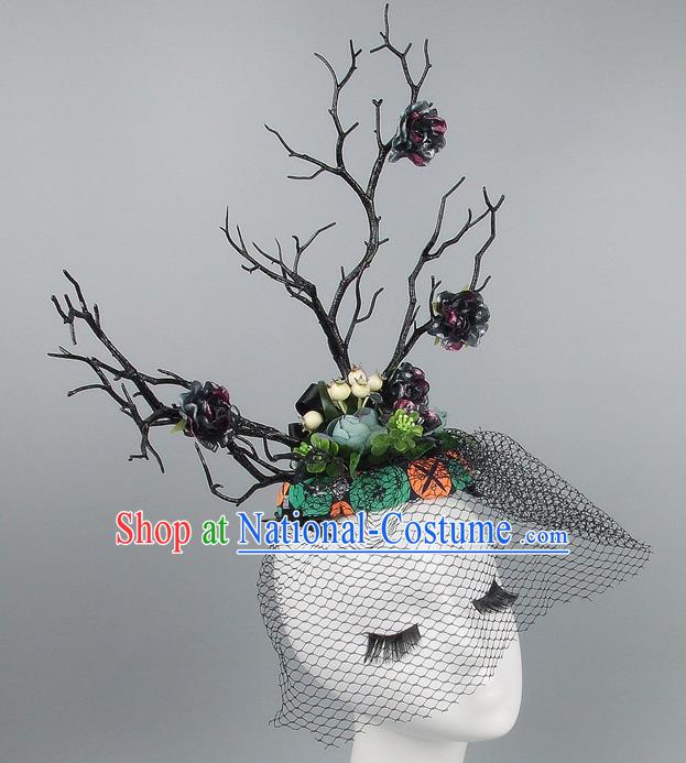 Chinese Traditional Handmade Hair Accessories Halloween Cosplay Headwear for Women