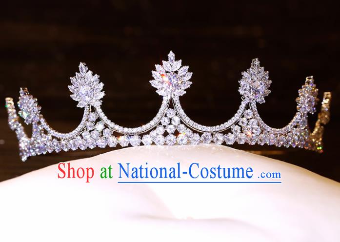 Top Grade Handmade Bride Baroque Zircon Royal Crown Princess Hair Accessories for Women