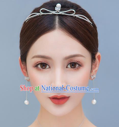 Top Grade Handmade Bride Baroque Zircon Pearl Royal Crown Princess Hair Accessories for Women