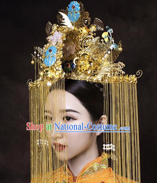 Chinese Traditional Wedding Phoenix Coronet Ancient Bride Handmade Hair Accessories for Women