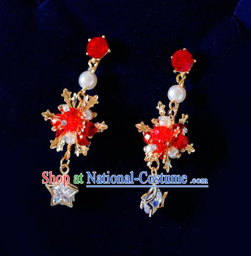 Top Grade Handmade Baroque Red Beads Earrings Bride Jewelry Accessories for Women