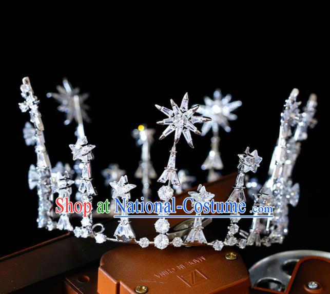 Top Grade Handmade Bride Zircon Round Royal Crown Baroque Princess Hair Accessories for Women