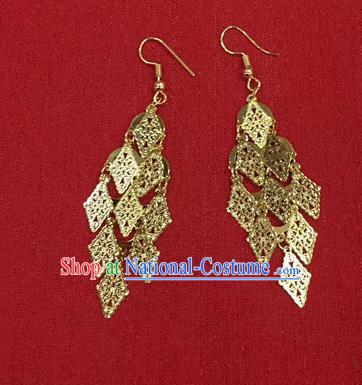 Chinese Ethnic Folk Dance Accessories Traditional Dai Nationality Earrings for Women