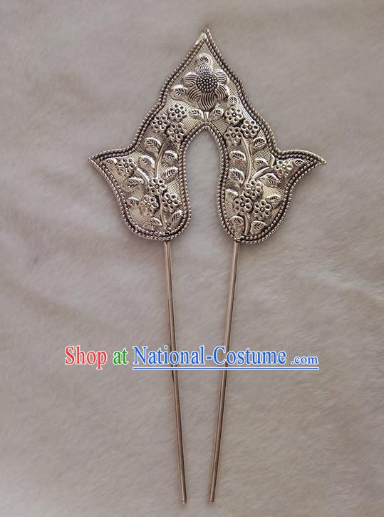 Chinese Ethnic Dai Nationality Folk Dance Hair Accessories Traditional Carving Hairpins for Women