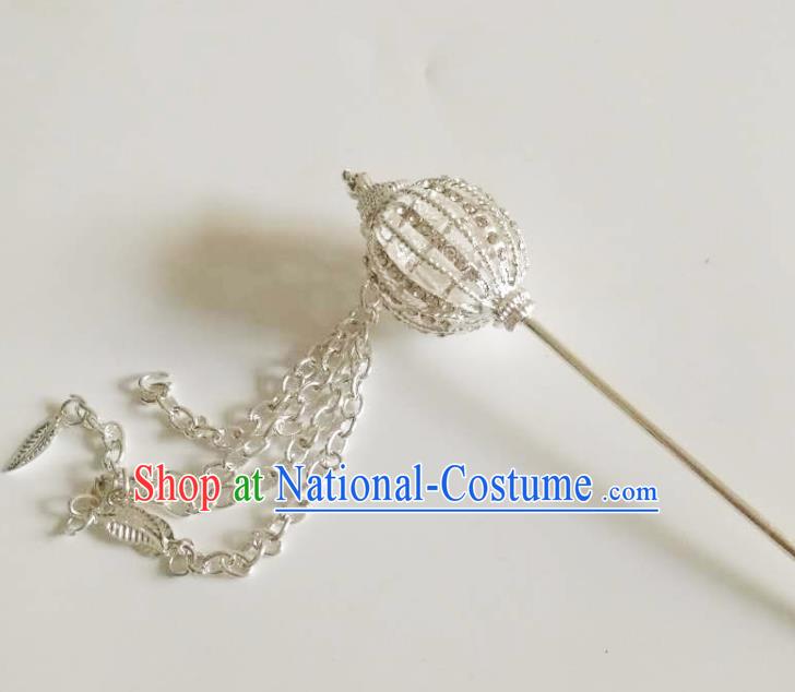 Chinese Ethnic Folk Dance Hair Accessories Traditional Dai Nationality White Tassel Hairpins for Women