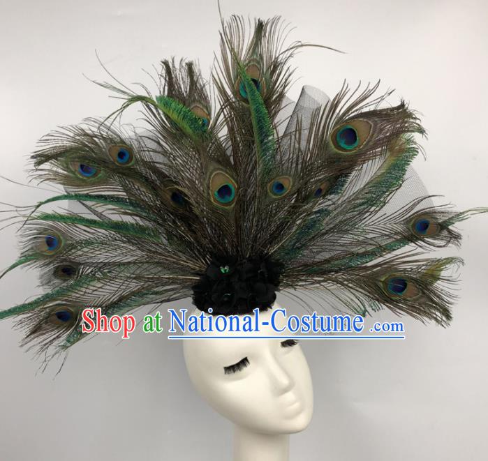 Top Grade Catwalks Hair Accessories Halloween Cosplay Brazilian Carnival Feather Headdress for Women