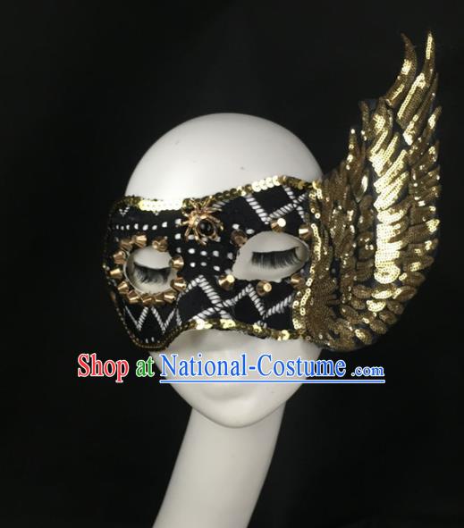 Halloween Exaggerated Accessories Catwalks Golden Wing Masks for Women