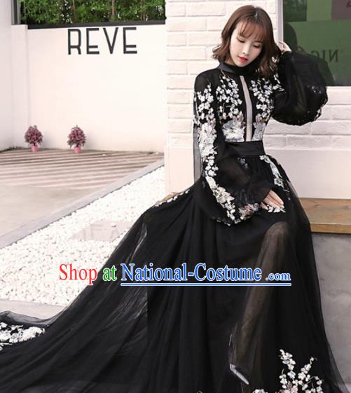 Top Grade Catwalks Costume Black Veil Full Dress for Women