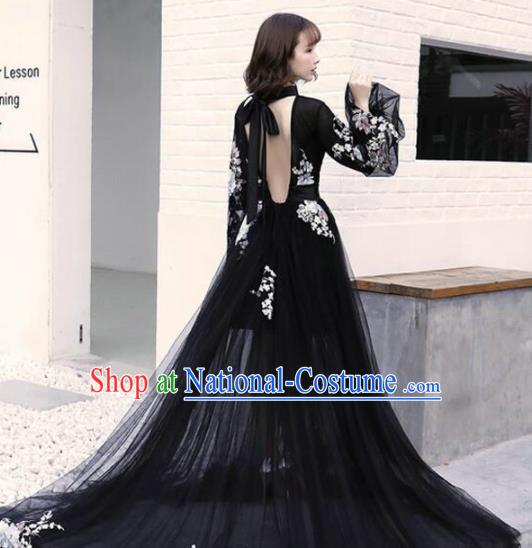 Top Grade Catwalks Costume Black Veil Full Dress for Women