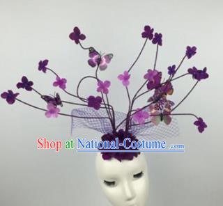 Top Grade Halloween Catwalks Hair Accessories Brazilian Carnival Purple Leaf Headdress for Women