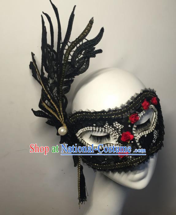 Halloween Exaggerated Accessories Catwalks Black Lace Masks for Women