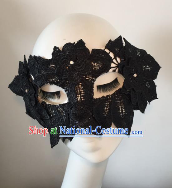 Halloween Exaggerated Accessories Catwalks Black Lace Leaf Masks for Women