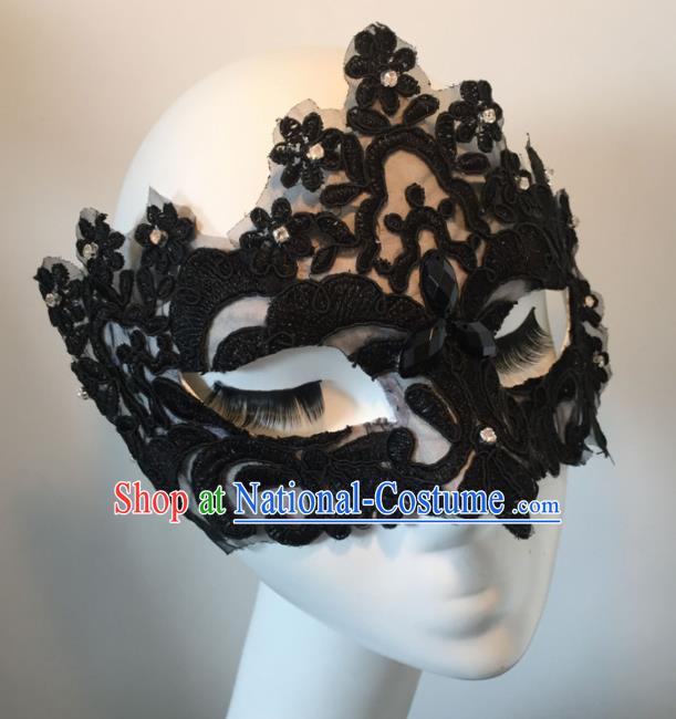 Halloween Exaggerated Accessories Catwalks Black Lace Masks for Women