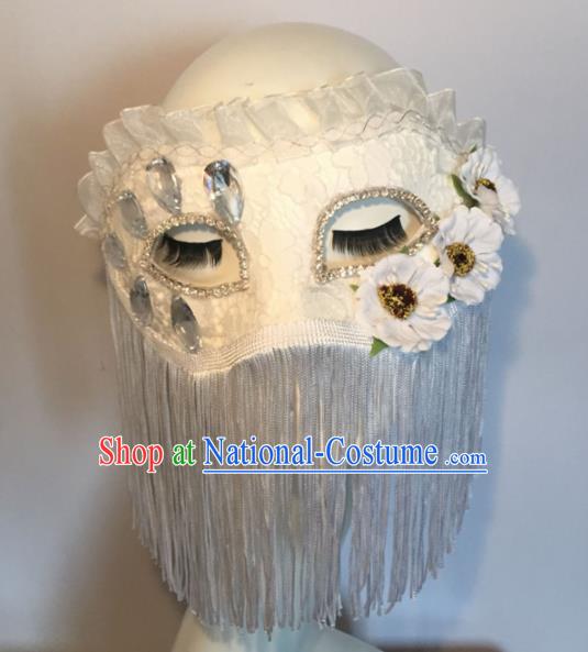 Halloween Exaggerated Accessories Catwalks White Tassel Masks for Women