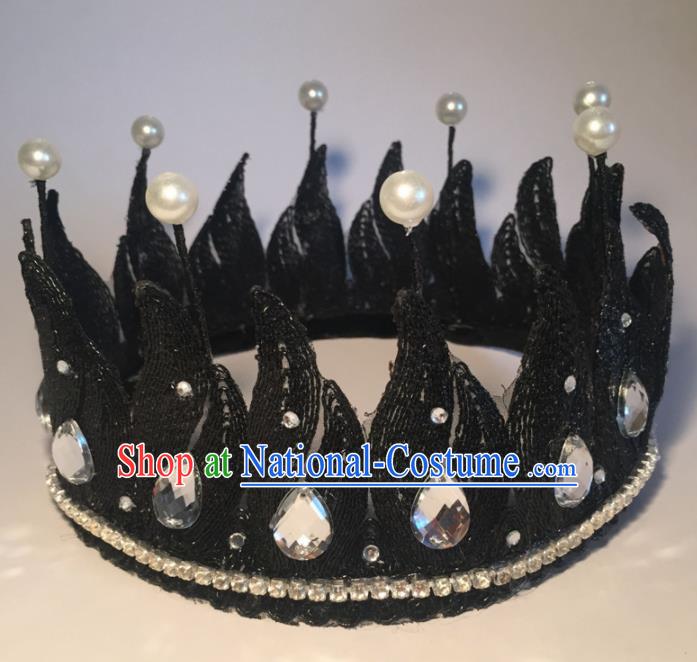 Top Grade Halloween Catwalks Headdress Brazilian Carnival Black Royal Crown for Women