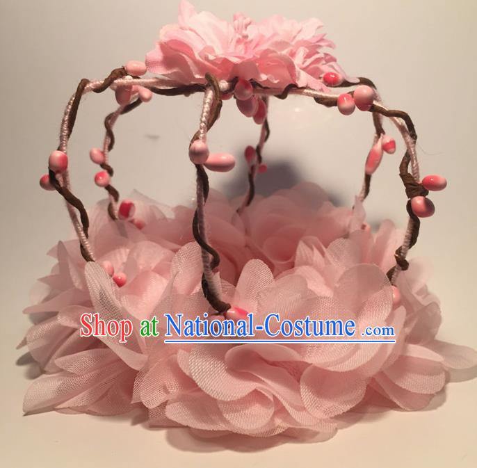 Top Grade Halloween Catwalks Headdress Brazilian Carnival Pink Flowers Royal Crown for Women