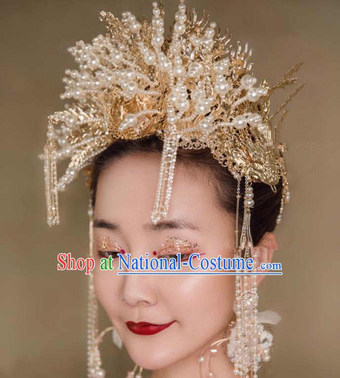 Chinese Traditional Bride Headdress Palace Exaggerated Phoenix Coronet Hair Accessories for Women